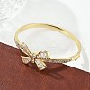 Brass Micro Pave Clear Cubic Zirconia Hinged Bangles for Women BJEW-K274-04G-3