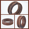 DELORIGIN 8Pcs 2 Style Wood Grooved Finger Ring Settings WOOD-DR0001-01-3