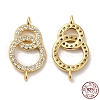 925 Sterling Silver Micro Pave Clear Cubic Zirconia Connector Charms STER-I010-03G-3