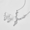 Leaf Brass Clear Cubic Zirconia Pendant Necklace & Stud Earrings Sets FS-WG2ED9F-01-1