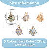 SUPERFINDINGS 60Pcs Wire Wrapped Electroplate Glass Pendants PALLOY-FH0008-76A-2