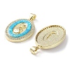 Rack Plating Brass Micro Pave Clear Cubic Zirconia Pendants KK-C041-06C-G-2