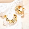 Brass Micro Pave Clear Cubic Zirconia Stud Earrings for Women EJEW-U056-02B-G-3