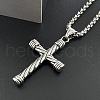 Punk Style Stainless Steel Long Twisted Cross Pendant Necklaces XI4371-1