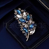 Feather Alloy Rhinestone Brooches for Backpack Clothes PW-WG225E4-01-3