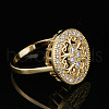 Oval Brass Micro Pave Clear Cubic Zirconia Finger Rings for Women FS-WGE5686-04-3
