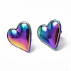 Ion Plating(IP) 304 Stainless Steel Heart Stud Earrings for Women EJEW-F300-16MC-1