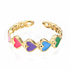 Brass Enamel Cuff Rings RJEW-N035-041-NF-2