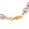 Glass Pearl Round Beaded Link Bracelets for Women BJEW-JB11975-03-5