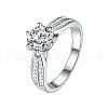 Rhodium Plated 925 Sterling Silver Pave 8.2x4.9mm Cubic Zirconia Finger Rings for Women WGFFDD0-49-5