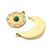 2Pcs 2 Styles 304 Stainless Steel Pave Dyed Synthetic Turquoise and Malachite Pendants STAS-H235-02G-2