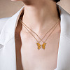 2Pcs Matching Butterfly Pendant Necklaces Set JN1033E-1-5