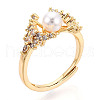 Brass Micro Pave Cubic Zirconia Adjustable Ring Settings KK-T076-09G-4