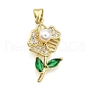 Rack Plating Brass Micro Pave Cubic Zirconia Pendants KK-K401-54G-1