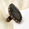 Natural Labradorite and Brass Cuff Rings RJEW-Q025-01A-3