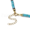 Round Shell Pearl & Dyed Natural Magnesite Heishi Beaded Necklaces NJEW-JN05300-01-5