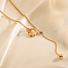304 Stainless Steel Micro Pave Clear Cubic Zirconia Ring Pendant Twisted Chain Lariat Necklaces NJEW-P318-01G-1