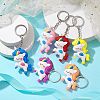 6Pcs 6 Colors Cartoon Unicorn PVC Plastic Keychain KEYC-JKC00664-2