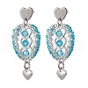 304 Stainless Steel Faceted Bicone Glass Beads Dangle Stud Earrings EJEW-WZ00437-05-2