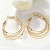 Brass Triple Hoop Earrings for Women EJEW-U050-02G-3