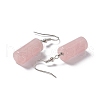 Natural Rose Quartz Cylindrical Dangle Earrings EJEW-D188-01P-05-3