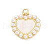 Brass Pave Natural Shell Pendants KK-U066-13G-1