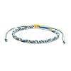 3Pcs 3 Style Waxed Polyester Braided Bead Bracelets Set with Sunflower Link BJEW-JB07517-6