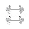304 Stainless Steel Micro Pave Clear Cubic Zirconia Nipple Rings WGA4B87-05-1