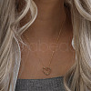 925 Sterling Silver Heart Pendant Necklaces for Women NJEW-C087-04G-3