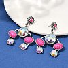Alloy Synthetic Turquoise Dangle Stud Earrings EJEW-U053-08AS-2