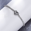 304 Stainless Steel Cubic Zirconia Link Chain Bracelets for Women NJEW-Z067-01P-02-1