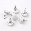Half Round Dome Natural Howlite Stud Earrings EJEW-L171-12-2