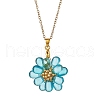 Flower Handmade Glass Seed Beaded Pendant Necklaces NJEW-MZ00096-05-2