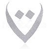 Rhombus Alloy Rhinestone Chain Necklaces & Stud Earrings Sets FS-WG17625-01-5