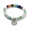 Natural Mixed Gemstone Round Beaded Chakra Stretch Bracelets BJEW-K251-01-3