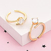 Brass Micro Pave Clear Cubic Zirconia Cuff Rings for Women KK-T074-10G-1