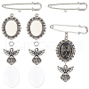 SUNNYCLUE 60Pcs 5 Styles Tibetan Style Alloy Pendants with Iron Brooch Findings TIBE-SC0009-45B-1