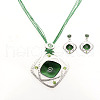 Rhombus Alloy Enamel Stud Earrings & Pendant Necklaces Sets FS-WGC3B96-02-2