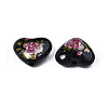 Flower Printed Opaque Acrylic Heart Beads SACR-S305-28-K04-3