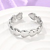 Non-Tarnish 304 Stainless Steel Heart Wrap Open Cuff Ring for Women RJEW-C045-18P-2