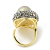 Natural Abalone Shell Open Cuff Ring with Rhinestone RJEW-H220-12G-3
