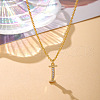 Fashionable Brass Micro Pave Clear Cubic Zirconia Initial Pendant Necklaces for Women FS-WG2FE2D-09-1
