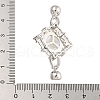 Rack Plating Rhombus Brass Micro Pave Clear Cubic Zirconia Fold Over Clasps KK-F876-01P-3