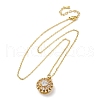 Brass Clear Cubic Zirconia Rotatable Sunflower Pendant Necklaces for Women NJEW-C067-05G-4