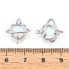 Brass Pave Clear AB Glass Cubic Zirconia Heart Planet with Star Connector Charms KK-N267-04G-3