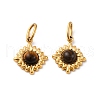 304 Stainless Steel Pave Natural Tiger Eye Rhombus Charms STAS-I331-32G-1