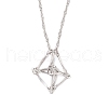 3Pcs 3 Style 304 Stainless Steel Empty Macrame Pouch Pendant Singapore Chain Necklaces NJEW-JN05285-4