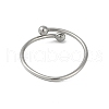 Non-Tarnish 304 Stainless Steel Round Ball Open Cuff Finger Rings for Women X-RJEW-C105-01P-3