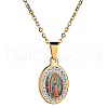 Resin Oval with Virgin Pendant Necklace with Rhinestone WG72690-02-1