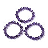 Natural Amethyst Stretch Beaded Bracelets G-R465-58B-2